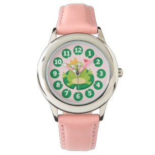 Montre Grenouille mignonne avec la couronne sur une