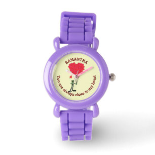Montre Grenouille mignonne romantique et coeur rouge