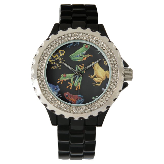 Montre Grenouilles sur noir (devant)