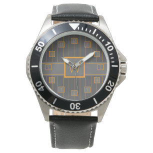 Montre Gris avec lunette à rayures orange