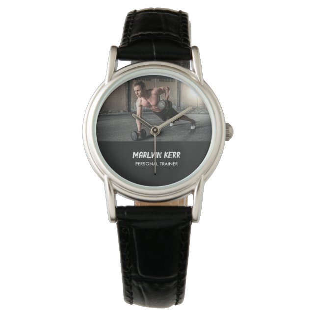 Montre Gris de la salle de sport photo personnalisée (devant)
