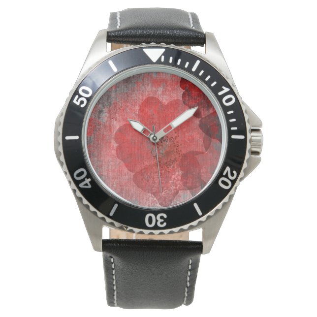 Montre Gris rouge noir Grunge Digital Graphic Art Design (devant)