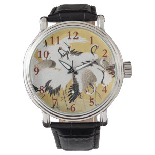 Montre Grupe de grues japonaises Vintage Oiseau Riche Cla