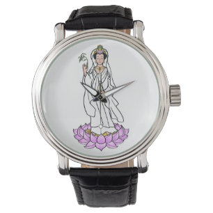 Montre Guan Yin Bodhisattva sur Lotus Flower Watch
