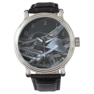 Montre Guitare électrique gris argent Montre-poignet