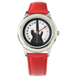 Montre Guitare électrique Rock noire et rouge Moderne Coo