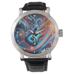 Montre Guitare électrique vibrante au milieu d'une vague 