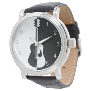 Montre Guitare noire et blanche de concepteur moderne