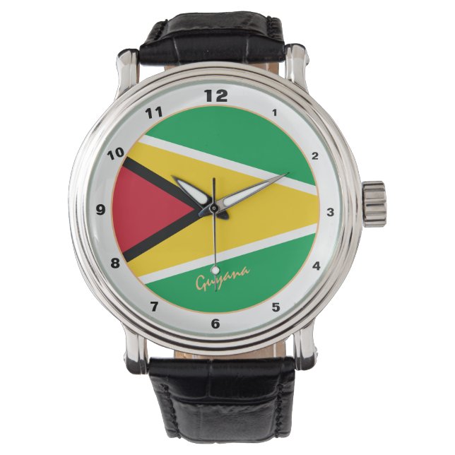 Montre Guyana Flag & Guyana mode tendance / design watch (devant)