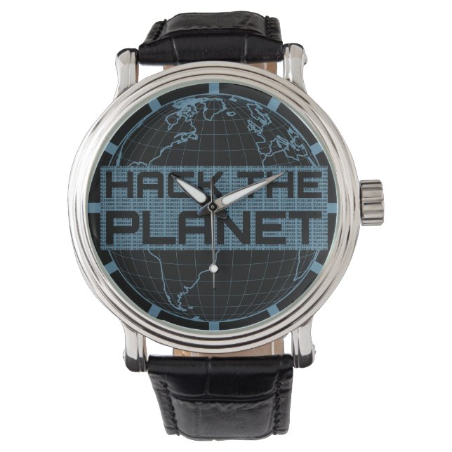 Montre Hack Planet Blue Globe Computer Hacker Design (devant)