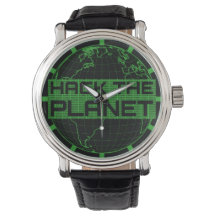 Hack Planet Green Globe Computer Hacker Design