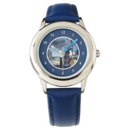 Montre Halloween Chat noir et la Sorcière étoile nuit