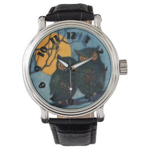 Montre Halloween de la Pleine lune de nuit de Owl Tree