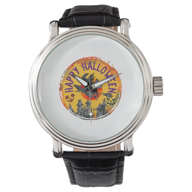 Montre Halloween Design Happy Halloween sorcière (devant)