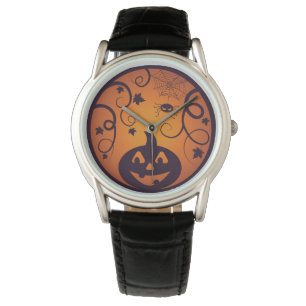 Montre Halloween Jack-o'-lantern citrouille visage et ara