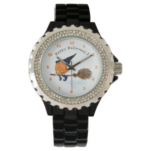 Montre Halloween Watch Sorcière Citrouille Volant Broom