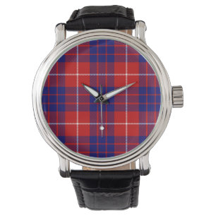 Montre Hamilton tartan rouge bleu violet plaid