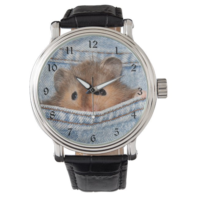 Montre Hamster en jean bleu (devant)