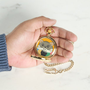 Montre Hamster 🐹 mignon animal avec foulard rayé coloré
