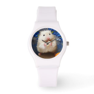Montre Hamster syrien pelucheux Kokolinka mangeant une