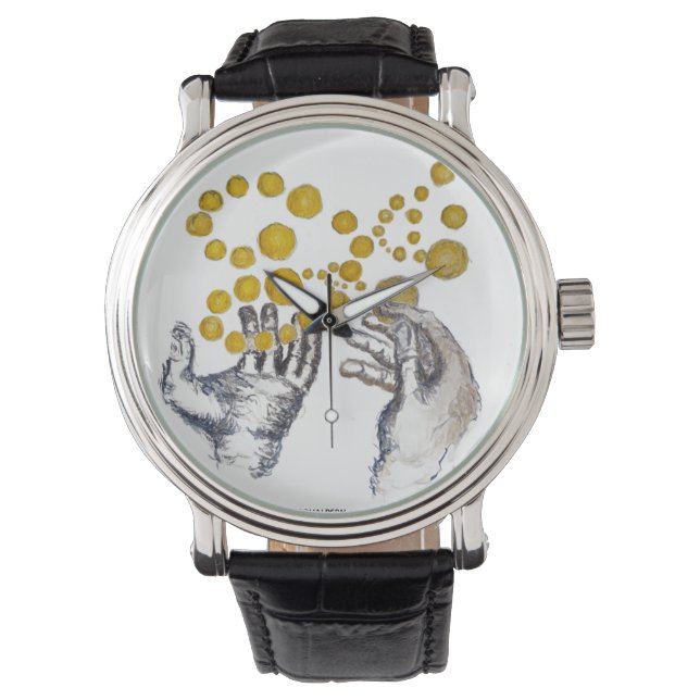 Montre Hands Outstretched with Golden Globes Artist Clock (devant)
