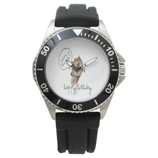Montre Happy birthday, kitty, cat father, cat mother (devant)