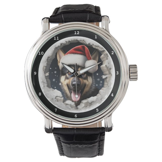 Montre Happy German Shepherd Puppy Winter Holiday (devant)