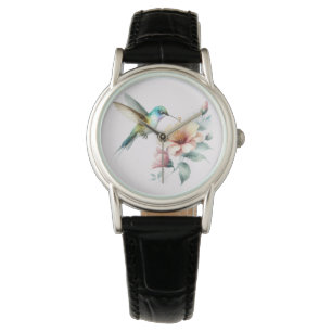 Montre Harmonie des colibris avec un Hibiscus élégant