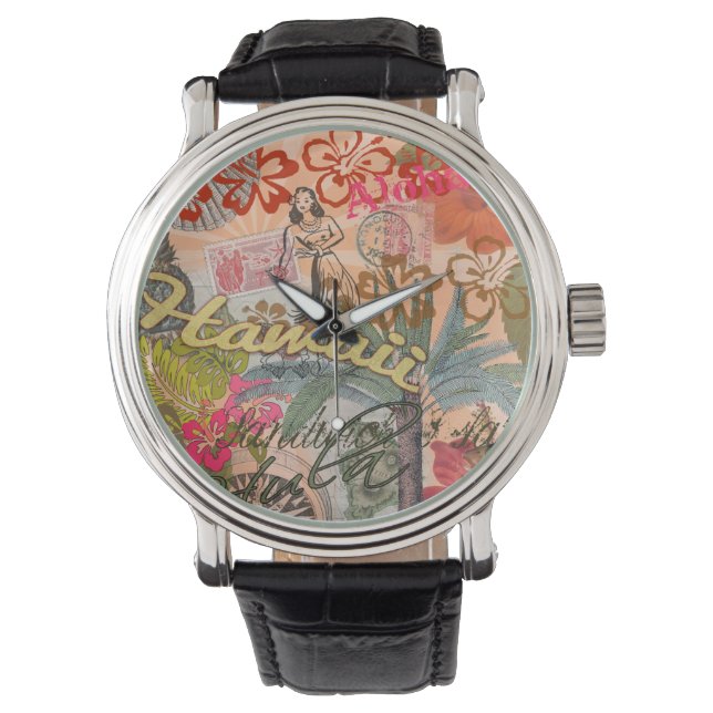 Montre Hawaii Hula Fleur Voyage Vintage (devant)
