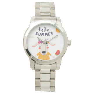 Montre Hello summer - gros bracelet argent