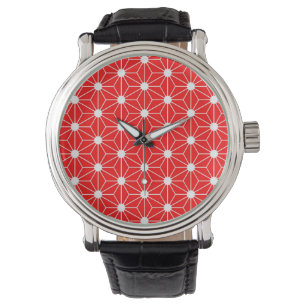 Montre Hemp Leaf Asanoha japon motif traditionnel rouge g