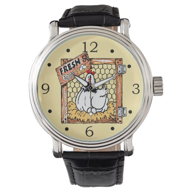 Montre Hen Avec Des Agriculteurs D'Oeufs (devant)