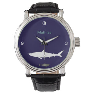 Montre heure de poissons requins personnalisée