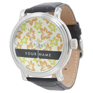 Montre Hibiscus Jaune, Hibiscus Orange, Votre Nom