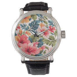 Montre Hibiscus Tropical Fleurs Élégance