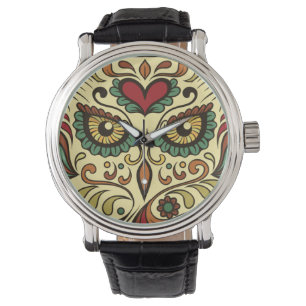 Montre Hibou de crâne de sucre - conception de tatouage