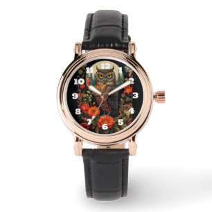 Montre Hibou la nuit avec une pleine lune