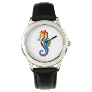 Montre Hippocampe polygonal arc-en-ciel