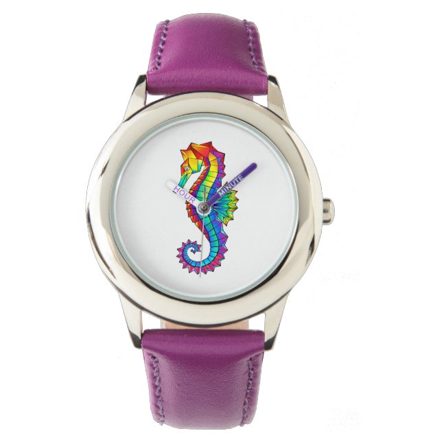Montre Hippocampe polygonal arc-en-ciel (devant)