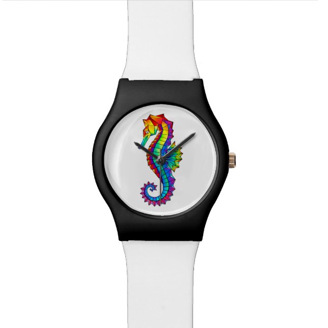 Montre Hippocampe polygonal arc-en-ciel (Fermer)