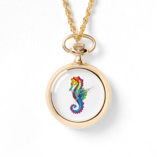 Montre Hippocampe polygonal arc-en-ciel