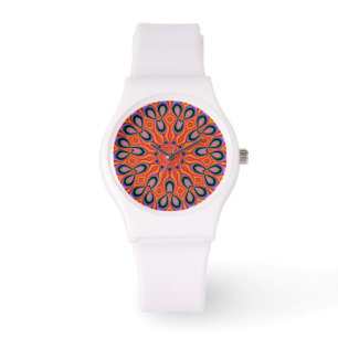 Montre Hipster Mandala Retro Orange