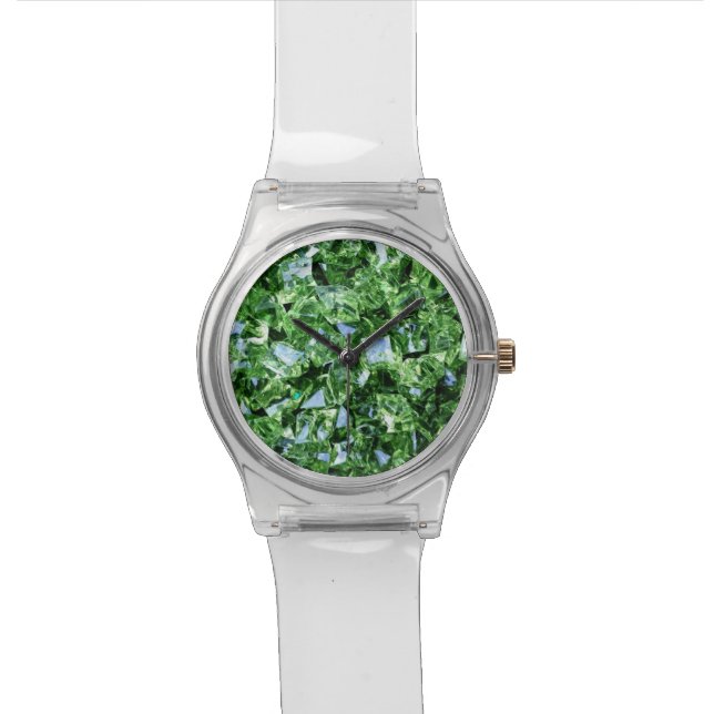 Montre Hipster photo en pierre de taille émeraude vert (Fermer)