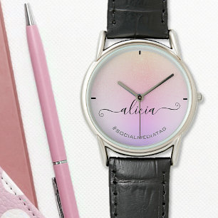Montre Holographie Pastel rose Ombre Parties scintillant