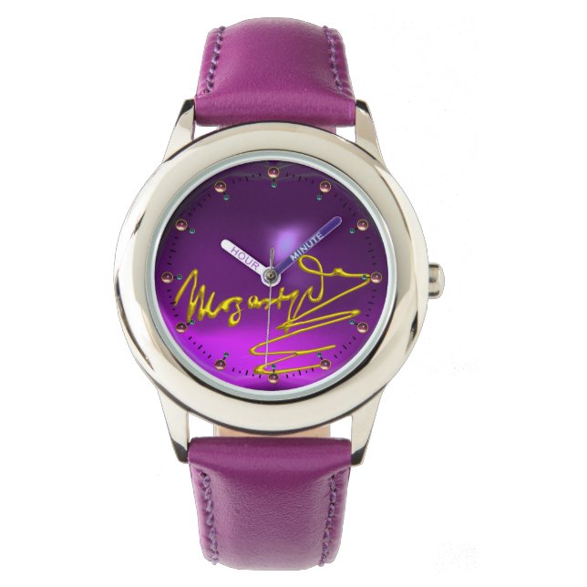 Montre HOMAGE À MOZART Composer 3D Gold Signature violet (devant)