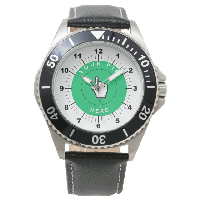 Montre Homme - Personnalisé - Cuir Noir (devant)