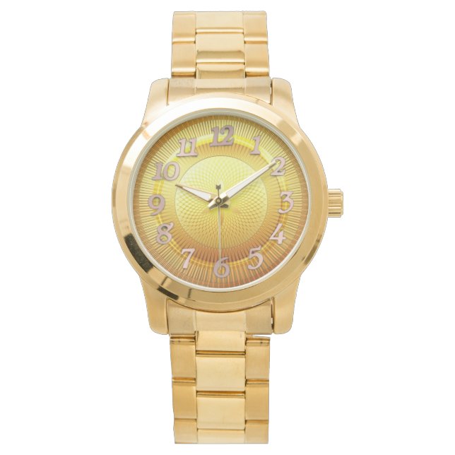 Montre Hommes bracelet Golden English nombres (devant)