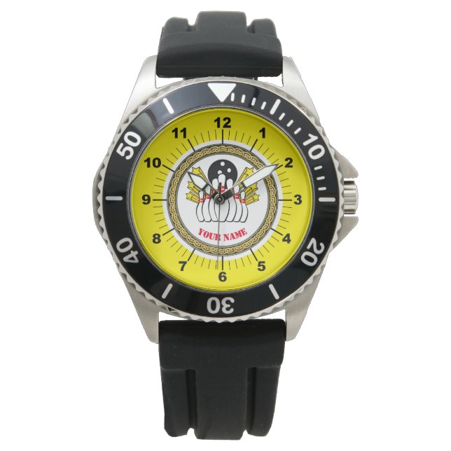 Montre Hommes Custom Bowling (ajouter le nom) Crown Watch (devant)