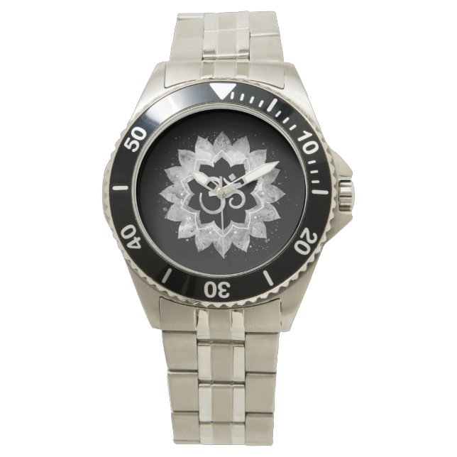 Montre *~* Hommes Grey Aum OM Méditerranée Mandala (devant)