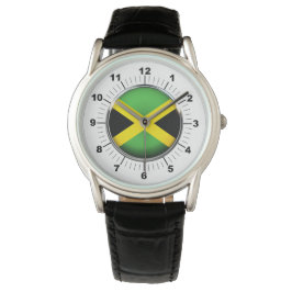 Montre Hommes Jamaïque Drapeau Couronne bracelet en cuir